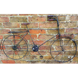 Small Image of Fantastic large (1m long) metal gents retro bicycle metal wall art plaque
