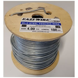 Small Image of 100m roll of 4mm Diameter Galvanised Mild Steel Line or Straining Wire in a Handy Spool