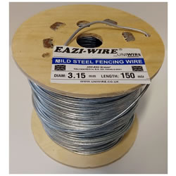 Small Image of 150m Roll of 3.15mm Diameter Galvanised Mild Steel Line or Straining Wire in a Handy Spool