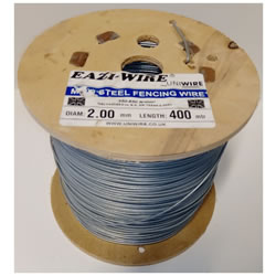 Small Image of 400m roll of 2mm Diameter Galvanised Mild Steel Line or Straining Wire in a Handy Spool