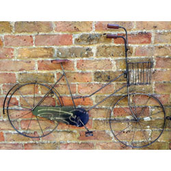 Small Image of Large (97cm Long) Metal Ladies Retro Bicycle Metal Wall Or Garden Art