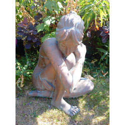 Extra image of Large Ornament Delightful Girl Sitting Decoration Sculpture - 58cm tall