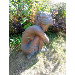 Extra image of Large Ornament Delightful Girl Sitting Decoration Sculpture - 58cm tall
