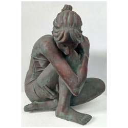 Extra image of Large Ornament Delightful Girl Sitting Decoration Sculpture - 58cm tall