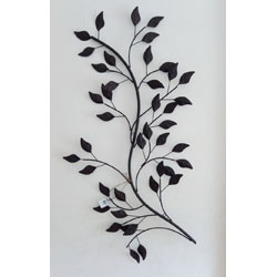 Small Image of Leaf and Branch Metal Wall Art - Mat Black
