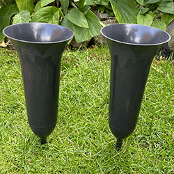 Extra image of Set of 2 Black Spiked Memorial Grave Flower Vases Container Holders for Flowers