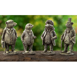 Small Image of Miniature set of Wind in the Willows Characters in Solid Stone resin aged patina