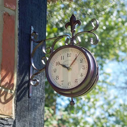 Small Image of Double Sided York Station Clock and Thermometer