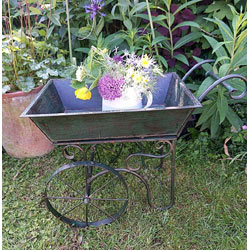 Extra image of Metal Flower Cart Planter - 55cm long