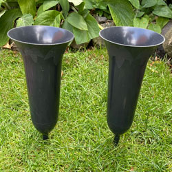 Extra image of Set of 2 Black Spiked Memorial Grave Flower Vases Container Holders for Flowers