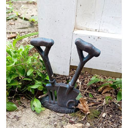 Small Image of Cast Iron Doorstop Spade and Fork Garden Ornament