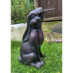 Extra image of Cast Iron Stargazing Hare with Hand Finished Bronze Patina