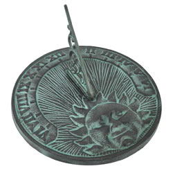 Extra image of Sundial Garden Ornament in Verdigris Cast Iron Sun Face