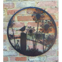 Image of Songbird Perching On A Post Wall Plaque