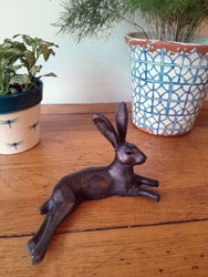 Extra image of Miniature Laying Hare Garden Sculpture