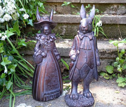 Extra image of Mr and Mrs Rabbit Garden Ornament