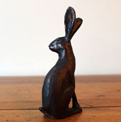 Extra image of Miniature Sitting Hare Garden Sculpture in Cast Aluminium