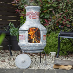 Extra image of Yaku Two Piece Clay Chiminea And Grill