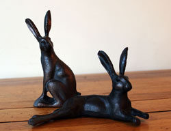 Extra image of Miniature Sitting Hare Garden Sculpture in Cast Aluminium