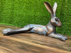 Extra image of Laying Hare Garden Sculpture Cast Aluminium Ornament