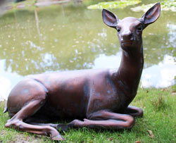 Extra image of Doe Deer Laying Garden Sculpture in Hand Cast Aluminium