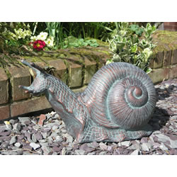 Small Image of Giant Garden Snail Ornament in Bronze Finish