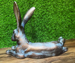 Extra image of Laying Hare Garden Sculpture Cast Aluminium Ornament