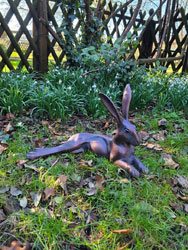 Extra image of Laying Hare Garden Sculpture Cast Aluminium Ornament