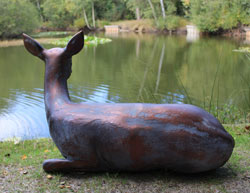 Extra image of Doe Deer Laying Garden Sculpture in Hand Cast Aluminium