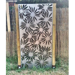 Extra image of Daisies Design 2mm Steel Rustic Metal Screen, 1.8m tall