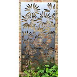 Extra image of Daisies Design 2mm Steel Rustic Metal Screen, 1.8m tall