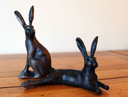 Extra image of Miniature Laying Hare Garden Sculpture