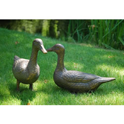 Small Image of Pair of Duck Garden Ornaments in Cast Aluminium with Antique Bronze Finish