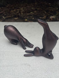 Extra image of Pair of Yoga Bunnies Sculptures