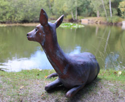 Extra image of Doe Deer Laying Garden Sculpture in Hand Cast Aluminium