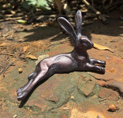 Extra image of Miniature Laying Hare Garden Sculpture