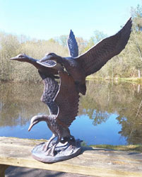 Image of Set of 3 Flying Ducks Garden Sculpture