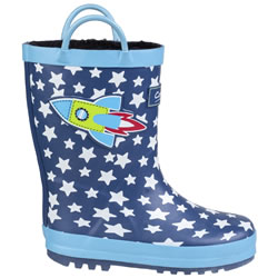 Small Image of Cotswold Kids Sprinkle Wellington Boots in Rocket Print