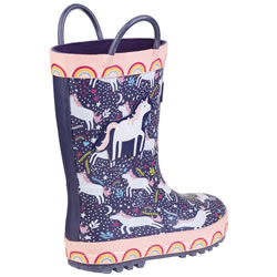Extra image of Cotswold Kids Sprinkle Wellington Boots in Unicorn Print