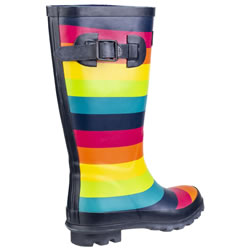 Extra image of Cotswold Kids Wellington Boots in Multicoloured Rainbow Print