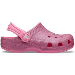 Small Image of Crocs Classic Kids Glitter Clogs in Pink Lemonade