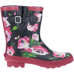 Small Image of Cotswold Paxford Women's Wellington Boots in Black/Flower