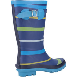 Extra image of Cotswold Kids Stripe Wellington Boots in Blue/Green/Yellow