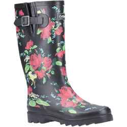 Small Image of Cotswold Tall Wellington Boot in Red Blossom