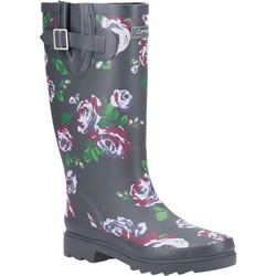 Small Image of Cotswold Tall Wellington Boot in Purple Blossom