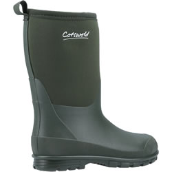 Extra image of Cotswold Hilly Kids Neoprene Wellington Boots in Green