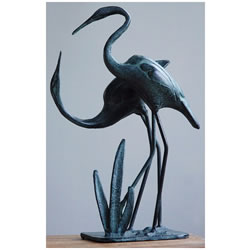 Small Image of Cranes in Love Garden Statue - Cast Iron with Aged Bronze Finish