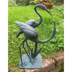 Image of Cranes in Love Garden Statue - Aluminium with Aged Bronze Finish