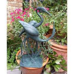 Extra image of Cranes in Love Garden Statue - Aluminium with Aged Bronze Finish
