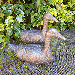 Extra image of Pair of Duck Garden Ornaments in Cast Aluminium with Antique Bronze Finish